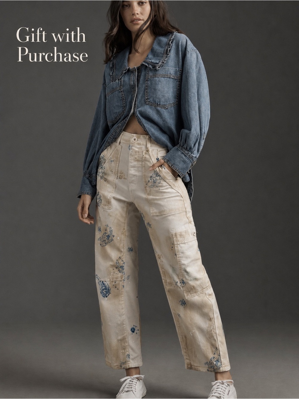 NWT Anthropologie Pilcro Millie Printed Barrel Cargo Pants 27 Petite